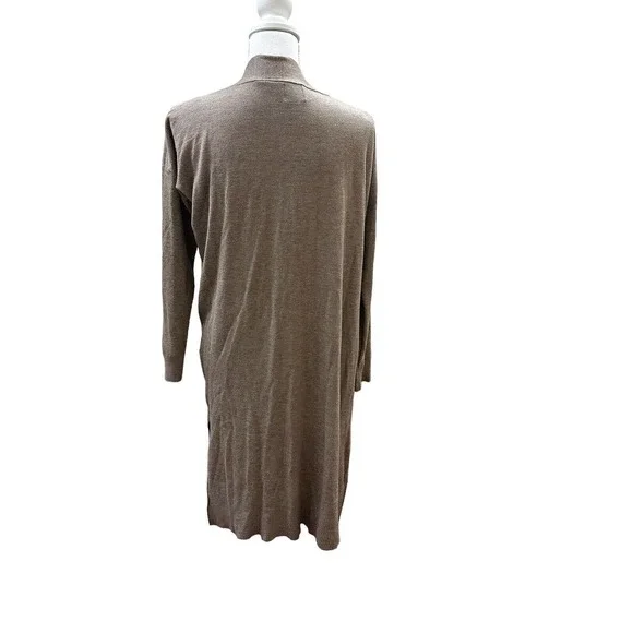 Luna Ivy Womens Tan/ Beige Pockets Long Sleeve Sweater Cardigan Size SMALL COZY - Picture 2 of 5